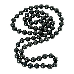 Black Hematite Beaded Necklace 28”